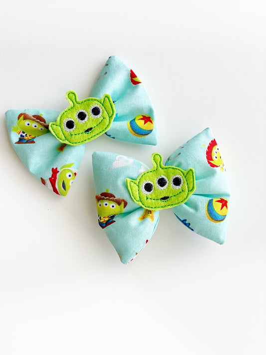 Green Alien Toy Story Fabric Bow