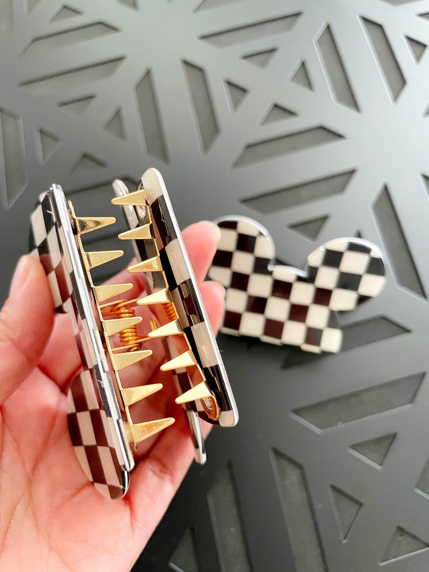 Mickey Mouse Checker Hair Clip Claw