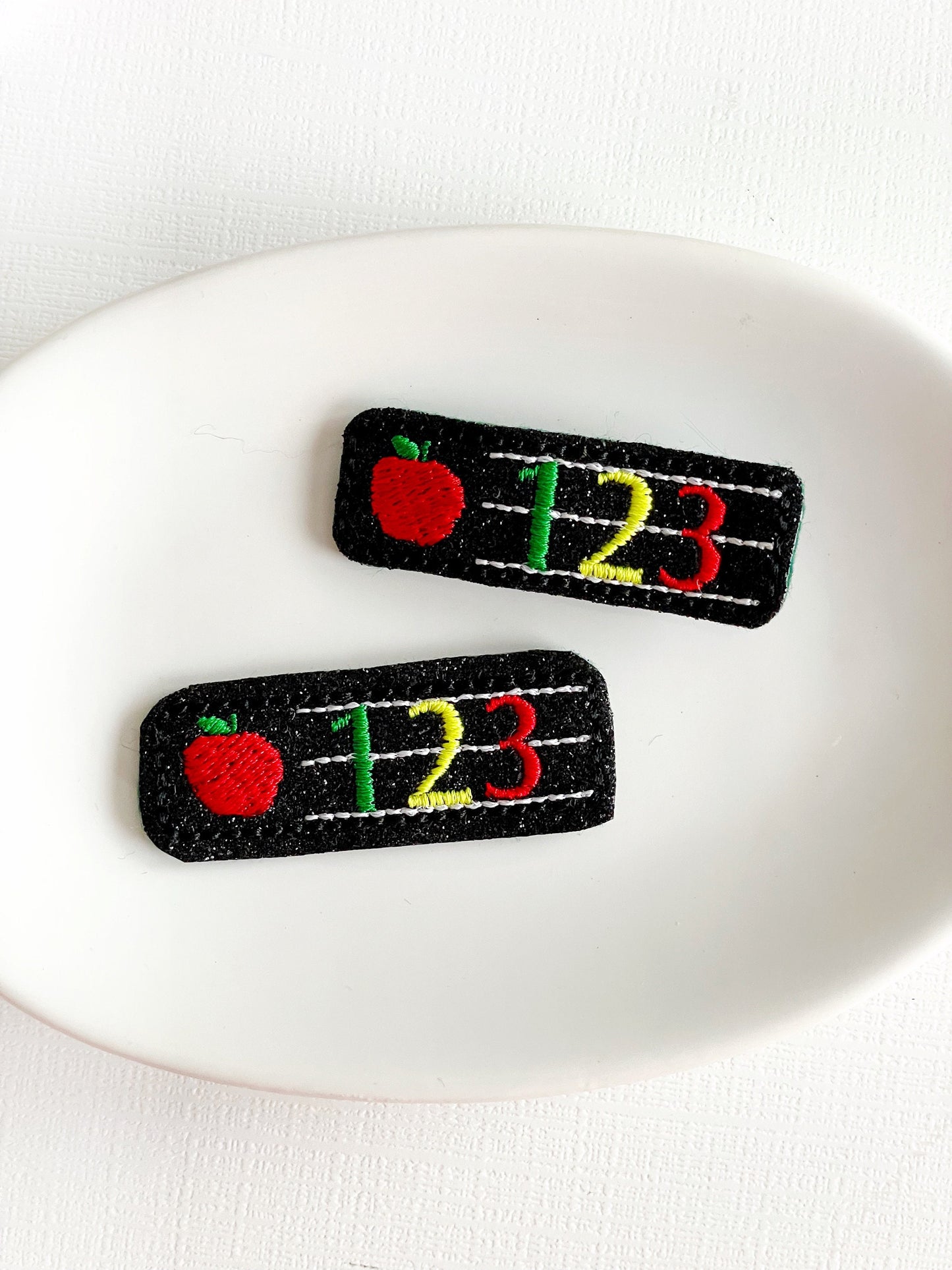 Back To School Clips, Number Felt Clips, School Hair Bows, Feltie Clips, Red AppleFelt Clip, Felt Clip Set, Felt School Clip