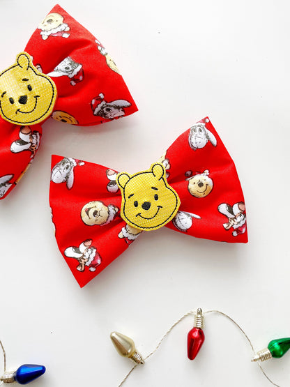 Christmas Winnie The Pooh Fabric Bow