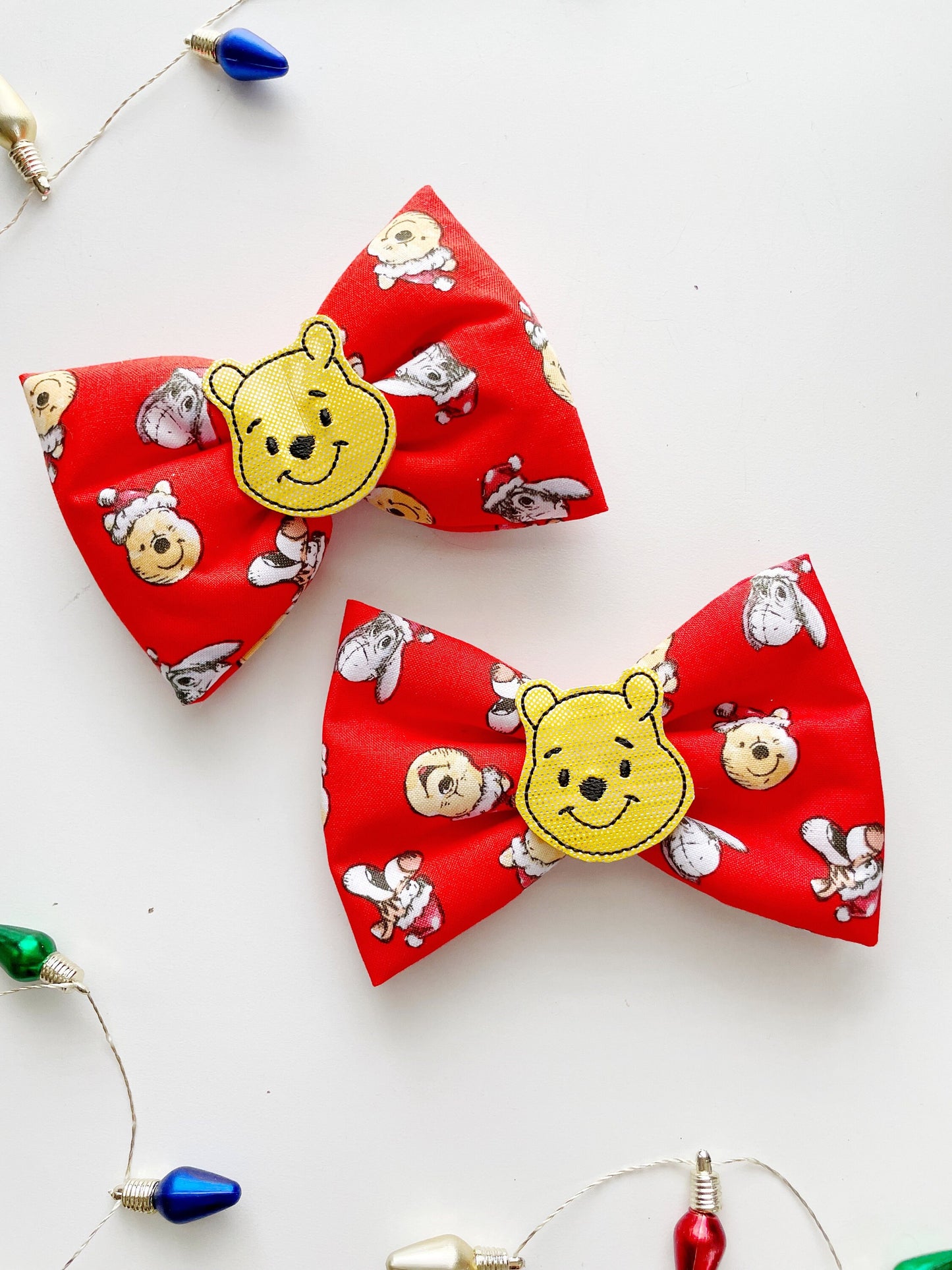 Christmas Winnie The Pooh Fabric Bow
