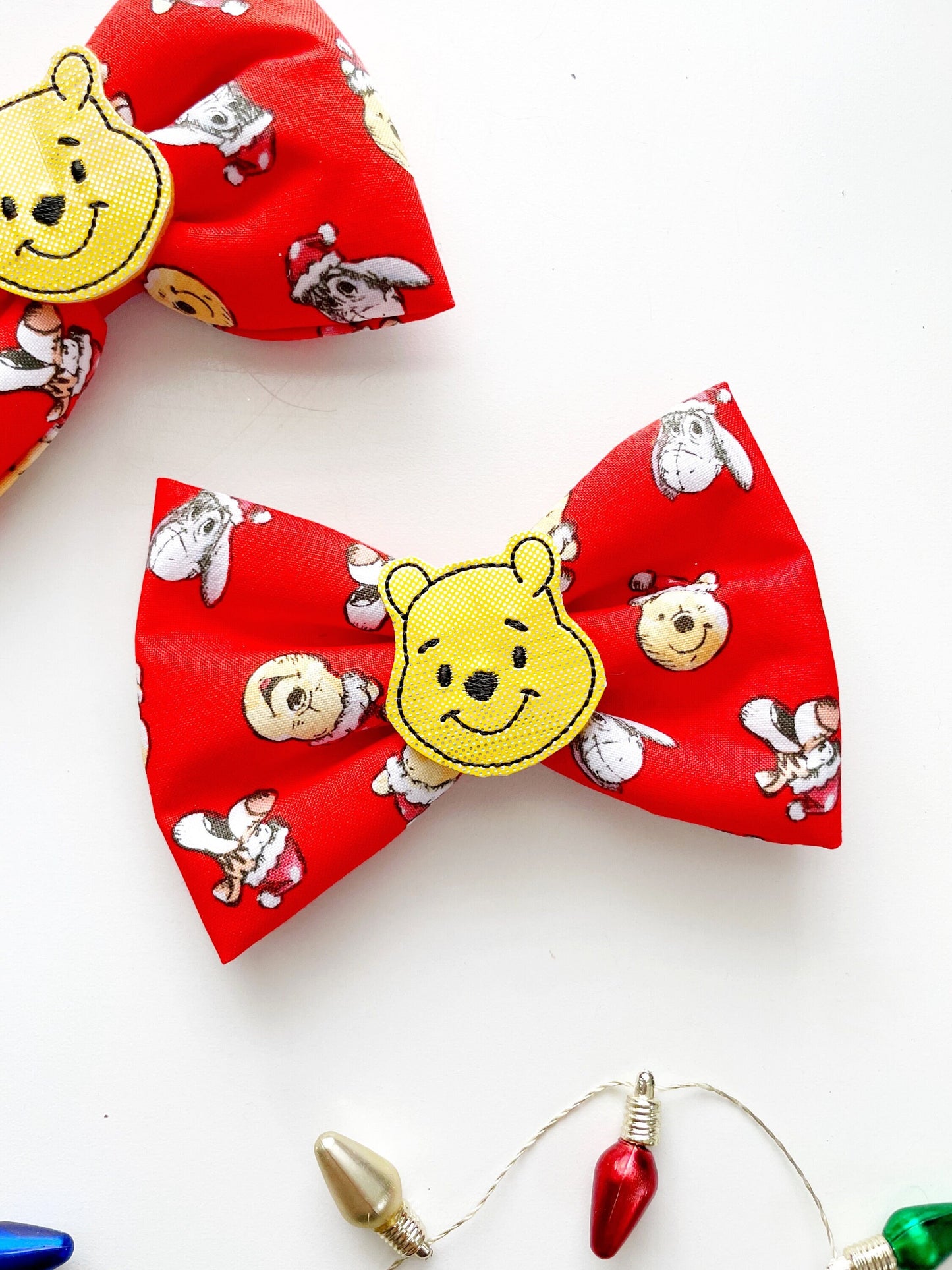 Christmas Winnie The Pooh Fabric Bow