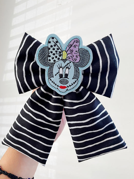 Sally Hair Bow, Minnie Hair Bow, Nightmare Before Christmas Fabric Bow, XL Disney Hair Bow, Disney Hair Bow, Sally And Jack Bow