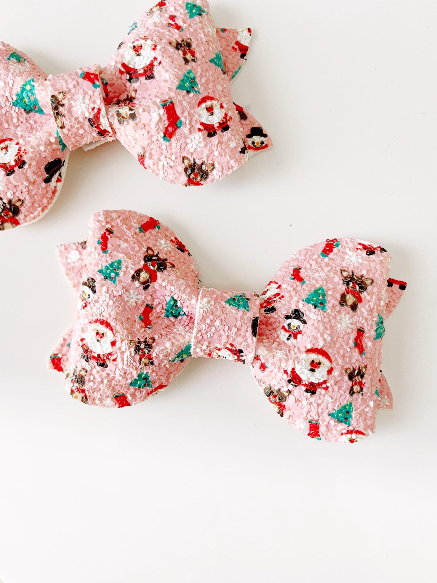 Pink Santa Claus Christmas Hair Bow