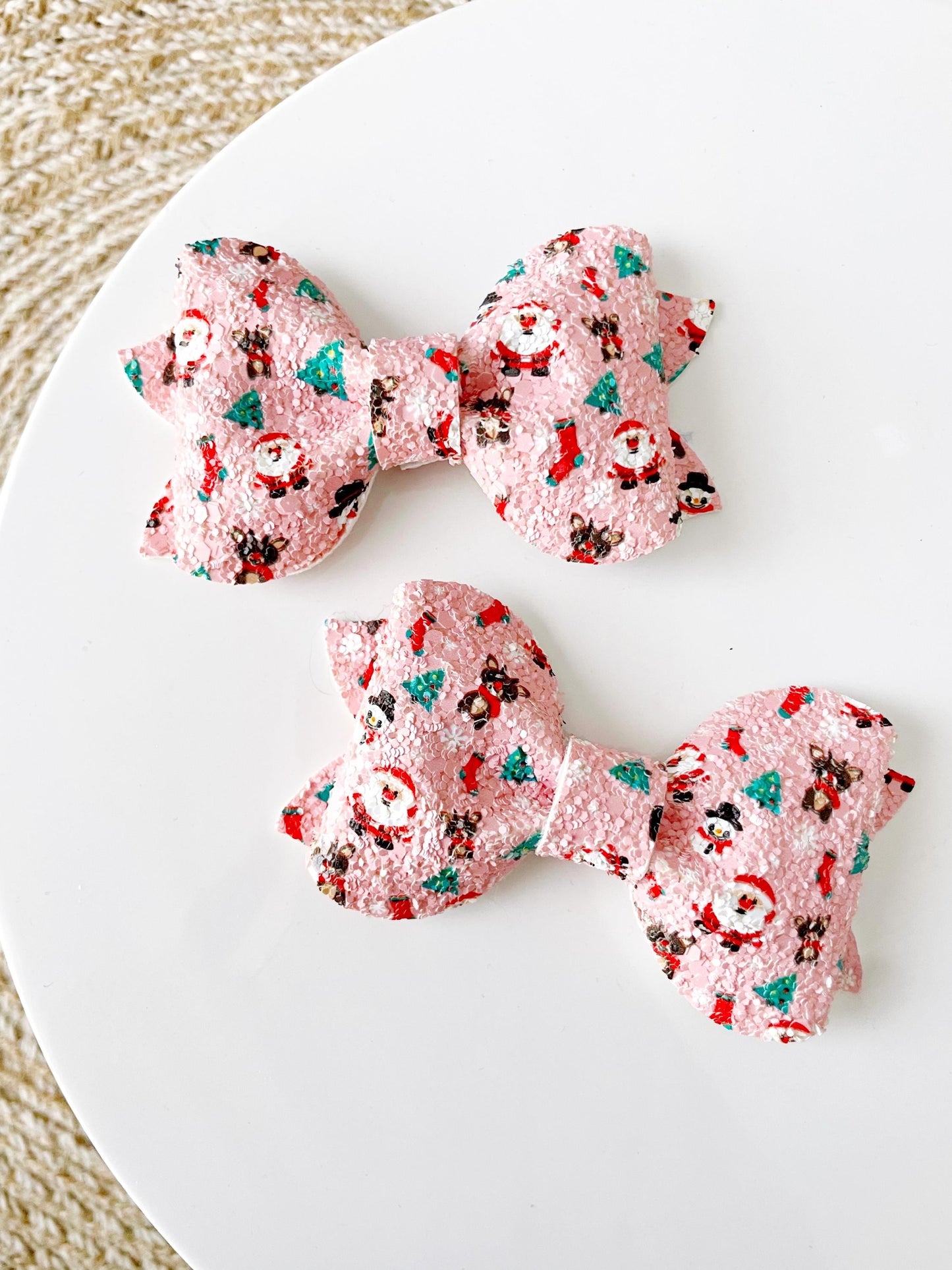 Pink Santa Claus Christmas Hair Bow