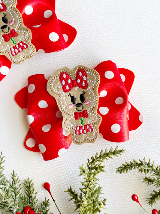 Minnie Gingerbread Christmas Hair Bow