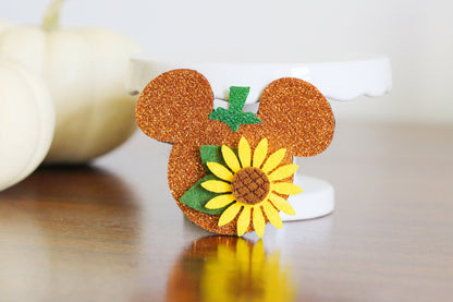 Mickey Mouse Pumpkin Glitter Hair Bow