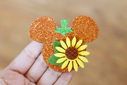 Mickey Mouse Pumpkin Glitter Hair Bow